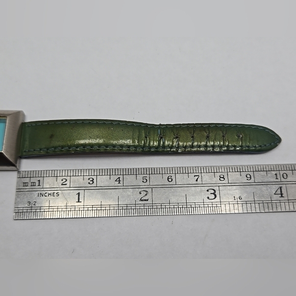 OPEX Kabotine Square Quartz Watch New Battery Green Leather Band Vintage - Picture 7 of 13